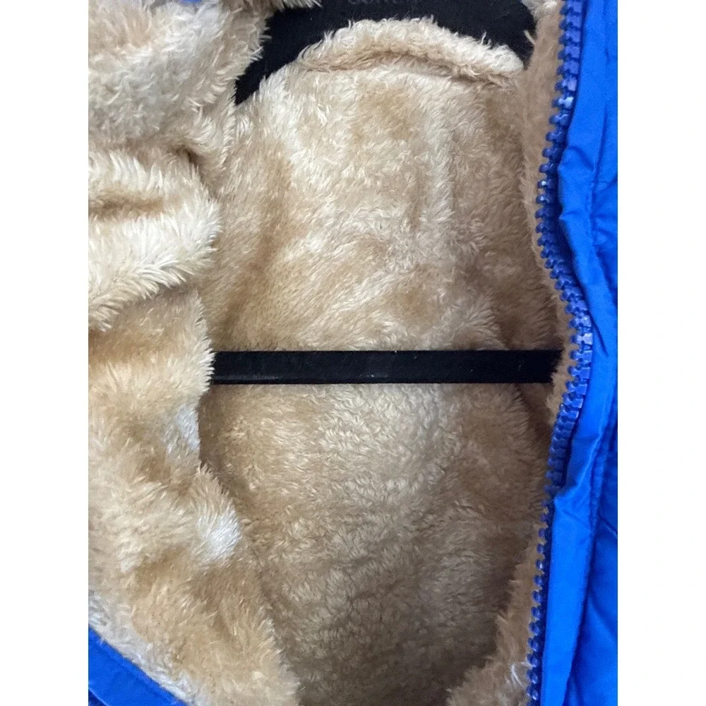 Kids Royal Blue Faux Fur Lined Puffer Jacket Hooded Quilted Winter‎ Coat